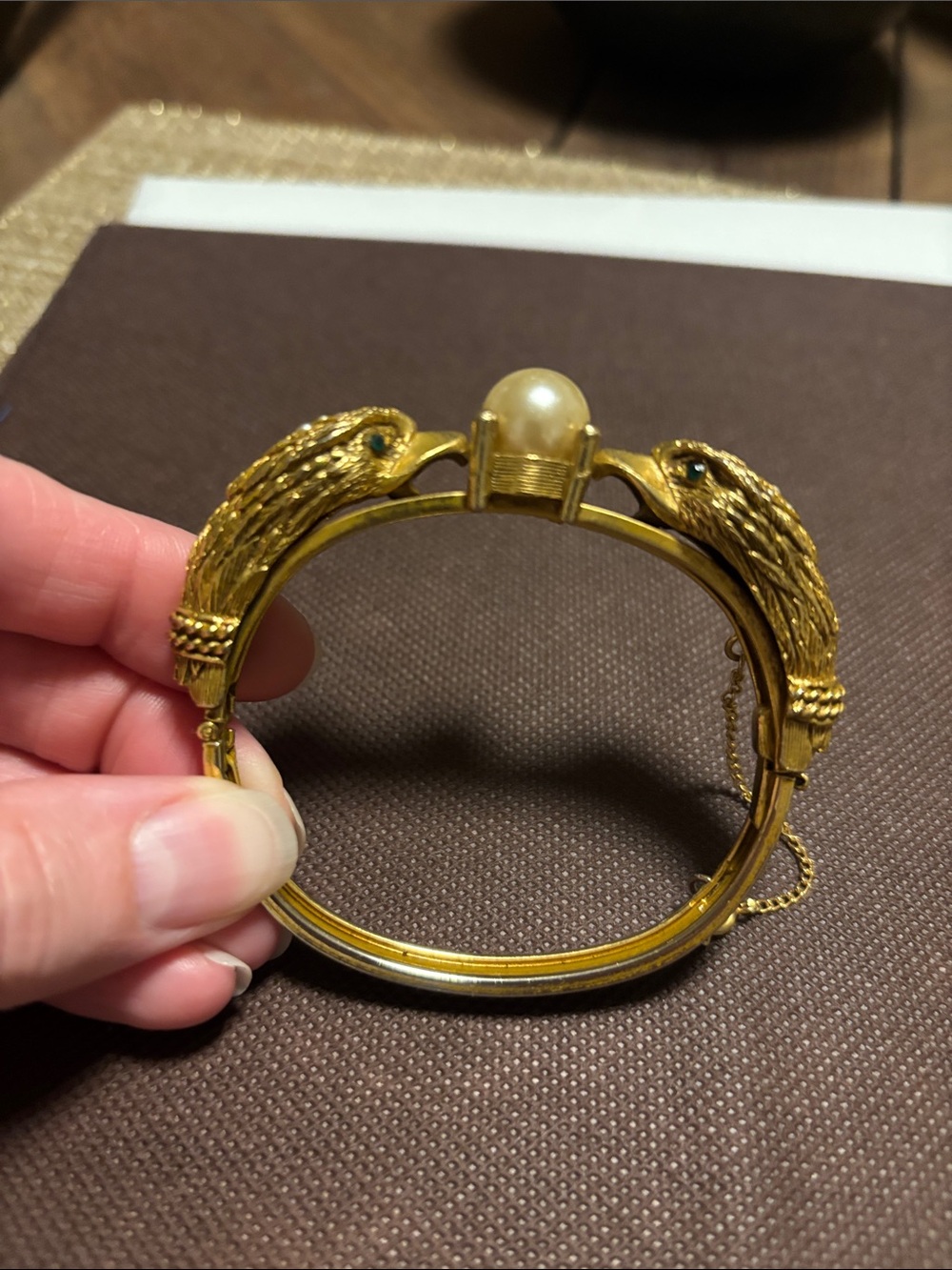 Vintage Castlecliff double falcon hinged bangle